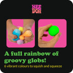 Schylling NeeDoh Rainboh Teenie - Sensory Squeeze Toy - Contains 6 Mini Groovy Globs - 1.5" Wide - Multicolored