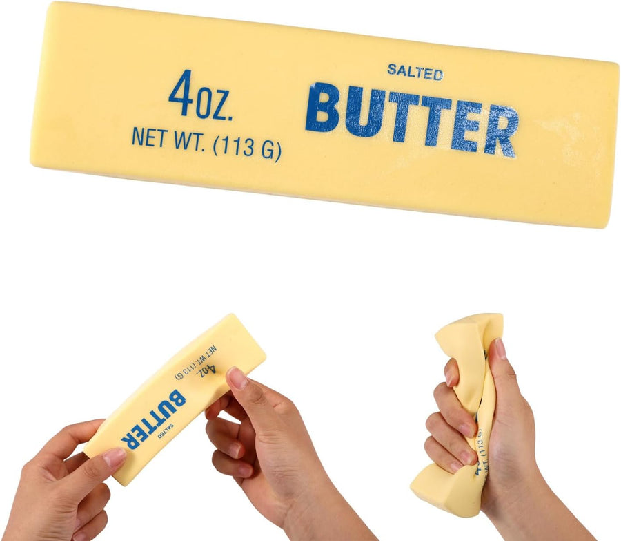 Butter Squeeze Squishy Toy, PU Material Butter Stick Slow Rising Squeeze Food Fidget Toy for Office School (Light Yellow) P4