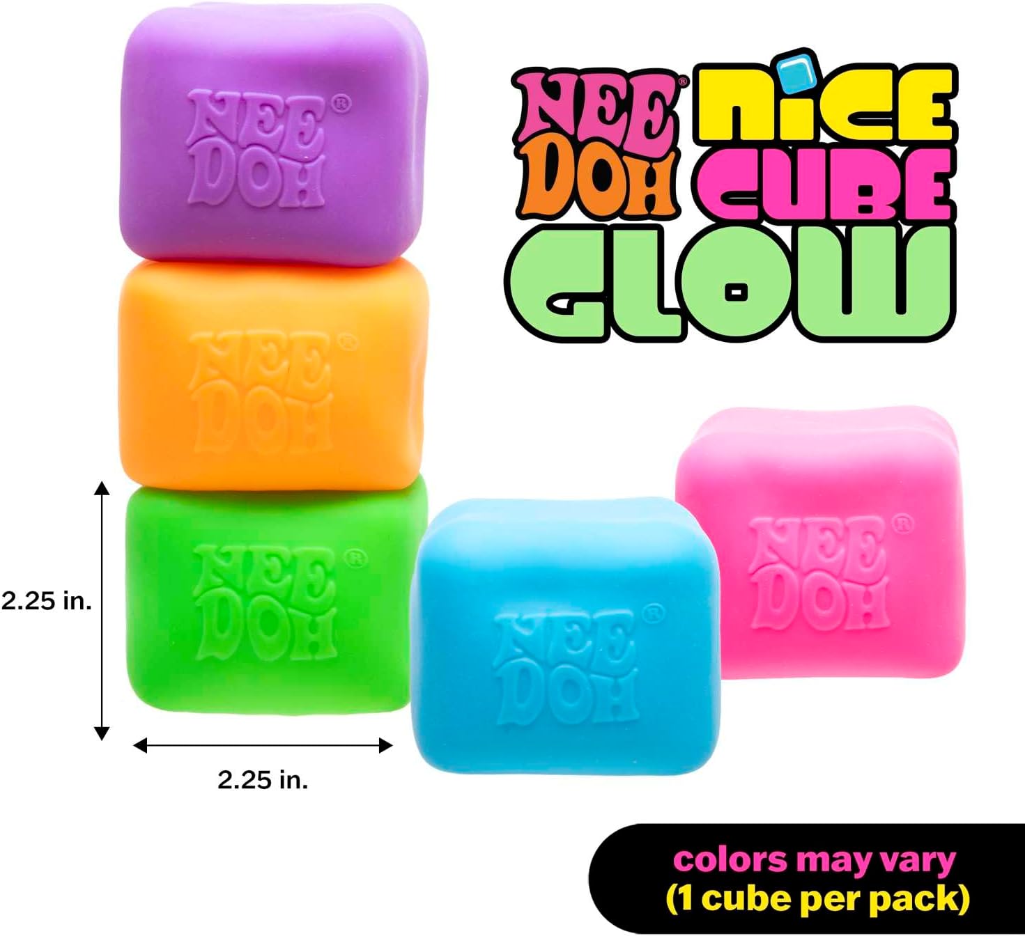 Schylling NeeDoh Nice Cube Glow - Squeeze Toy with a Super Solid Squish