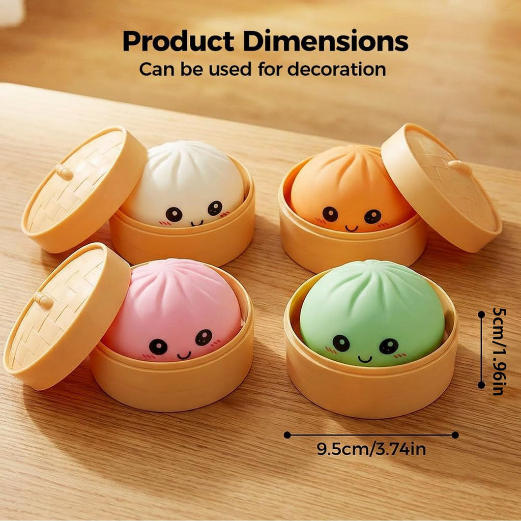 Dumpling Squishies Toy, Giant Glitter Dumpling, Colorful Dumplings Stress Balls Fidget Sensory Toy,Soft Squeeze Decompression Dough with Food Steamer, Stretchy Desk Toys (Purple)