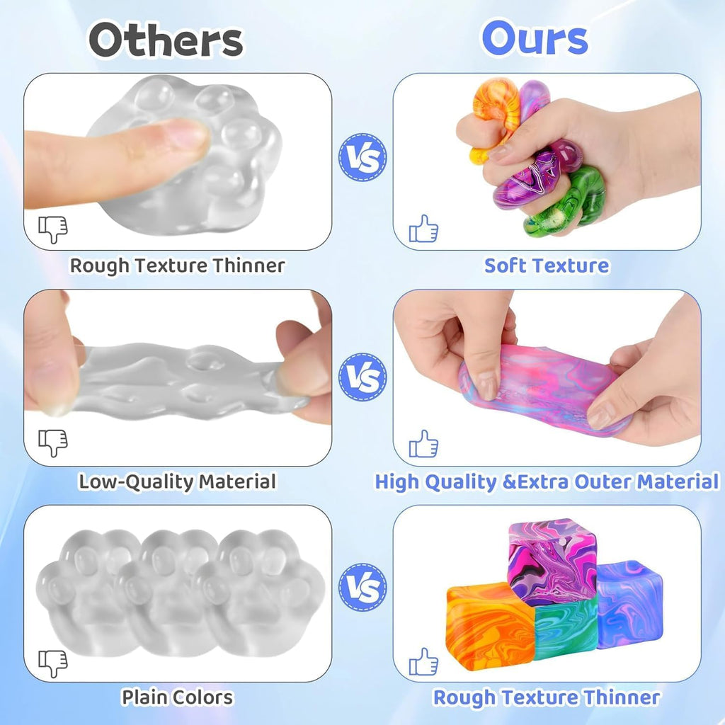 4Pcs Needoh-Nice Squishy Cube, Ice Cube Stress Relief Fidget Toys, Squeeze Doh Cube Squishy Fidget Toys for Kids Adults, Sensory Stress Balls for Autism Anxiety Relief (small)